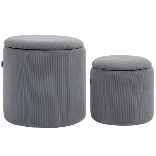 HOMCOM Modern Storage Ottoman with Removable Lid - Light Grey