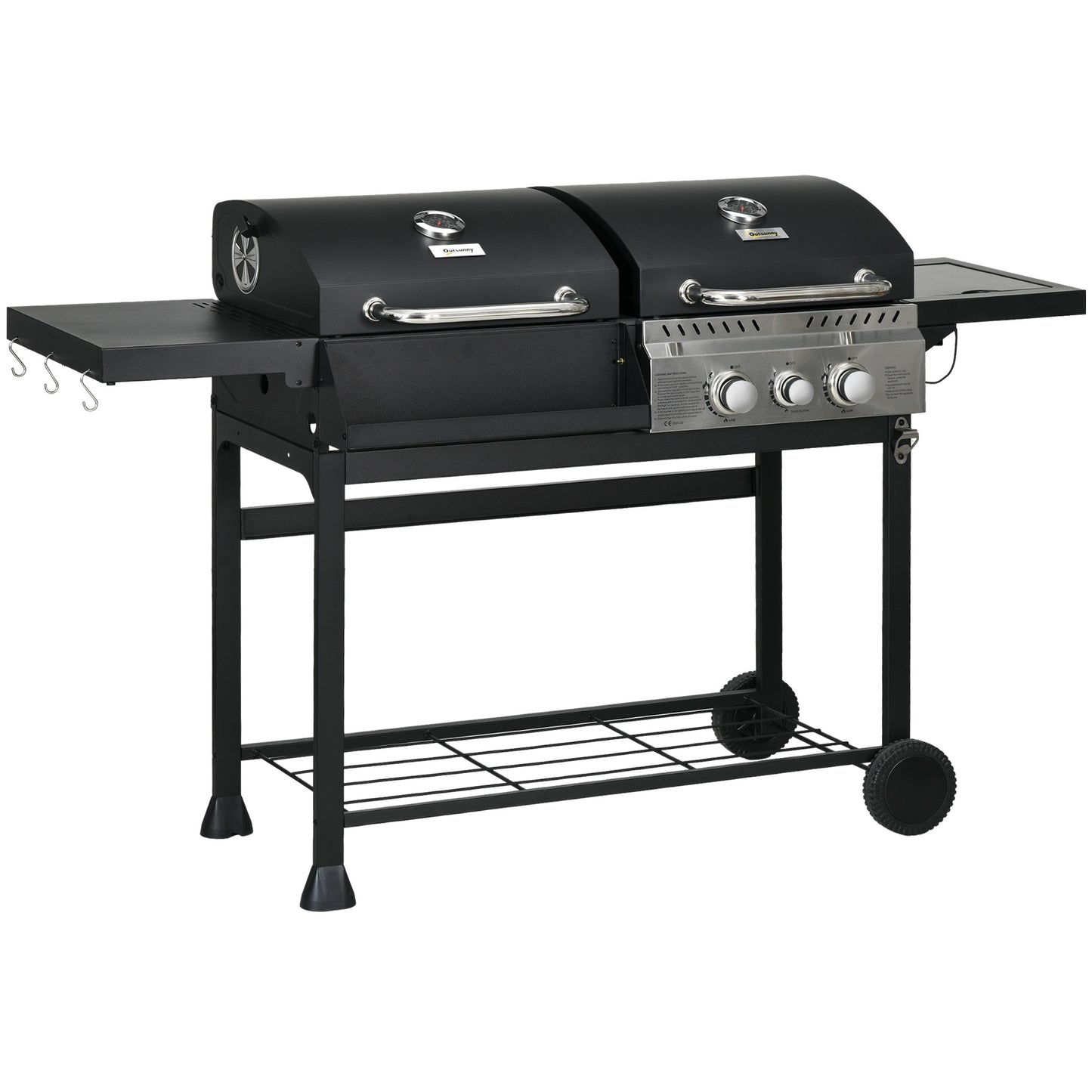 Outsunny Dual Fuel BBQ Grill - Black