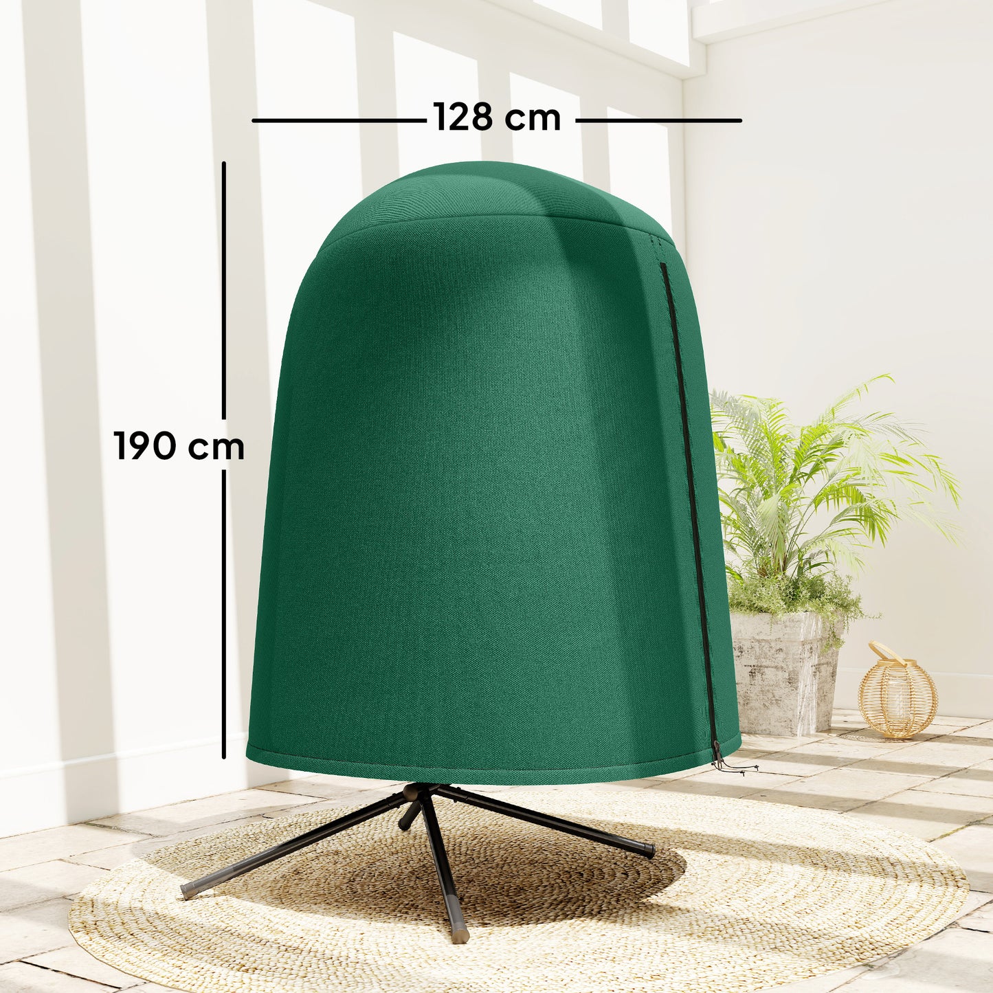 Outsunny 190 x Ø128cm Hanging Egg Chair Furniture Cover - Green
