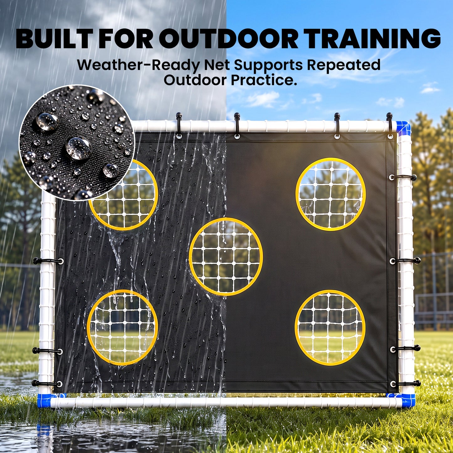 SPORTNOW Football Goal, 183 x 96 x 130 cm Portable Practice Football Net with Target Cloth and PVC ball, Tetoron Training Goal