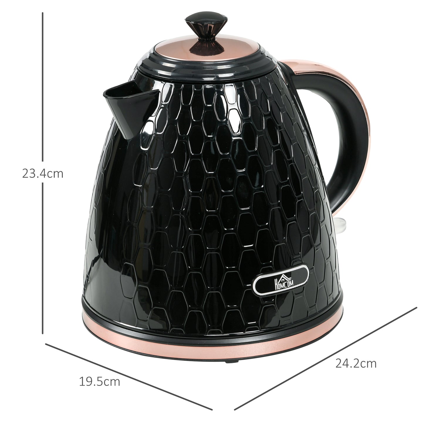 HOMCOM Electric Kettle, 1.7L, Fast Boil, 3kW Water Kettle with Removable Washable Anti-scale Filter, Auto Shut-off, 360° Swivel, BPA Free, Black