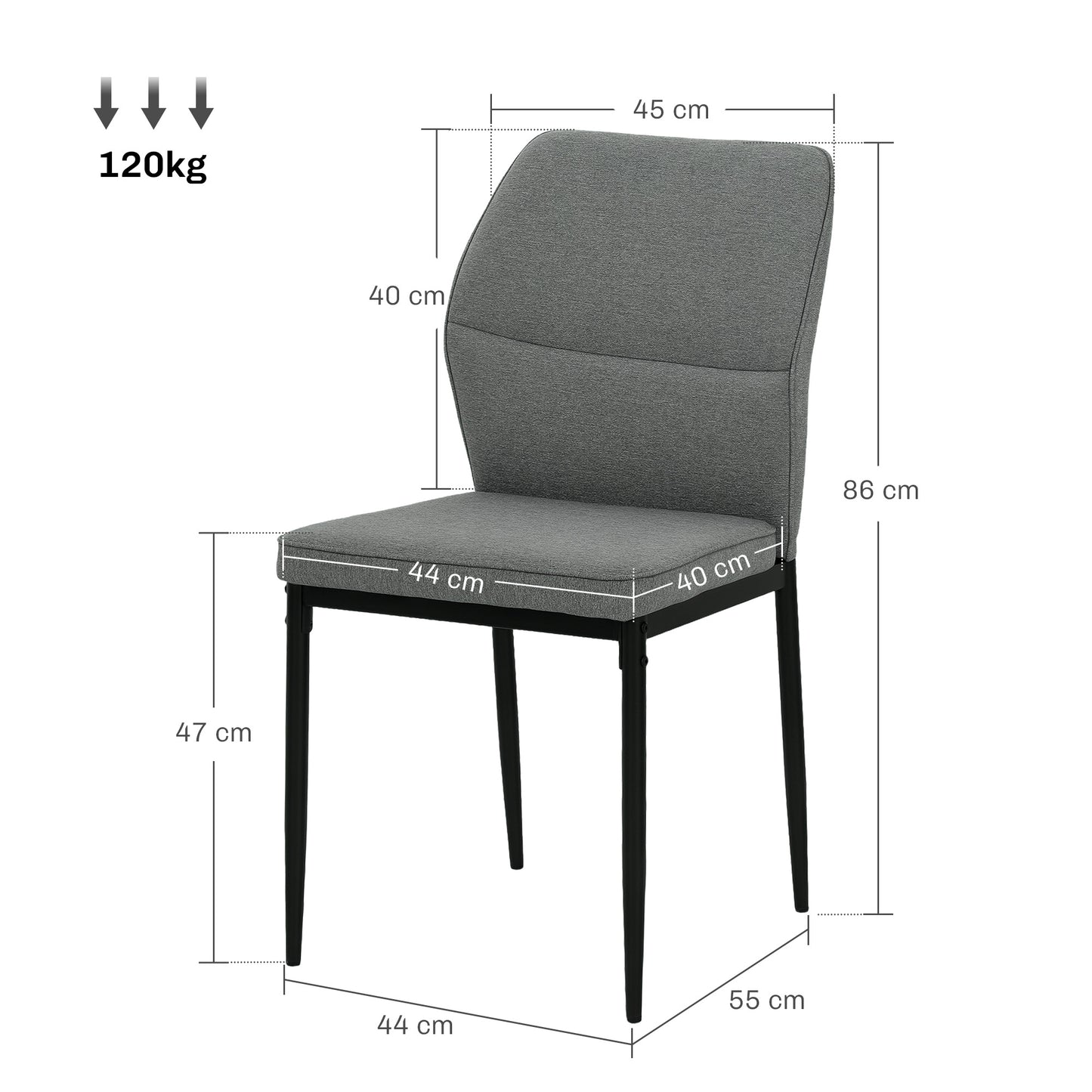 HOMCOM Velvet Dining Chairs Set of 2, Upholstered with Metal Legs, Curved Back, Padded Seat, Armless for Dining, Bedroom, Living Room, Grey