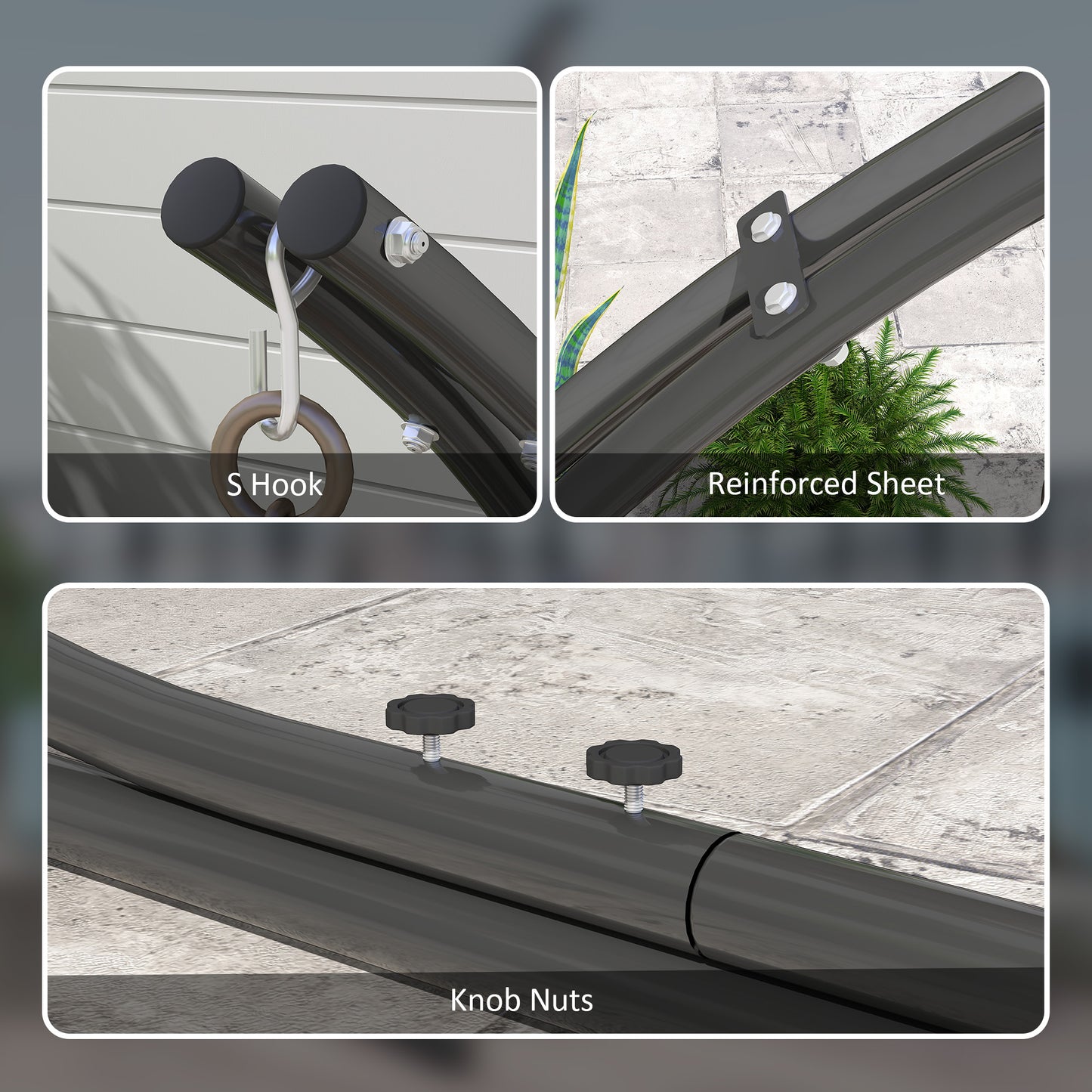 Outsunny Hammock Chair Stand, Heavy Duty Metal Frame, 150 KG Capacity, Indoor/Outdoor Use, Black