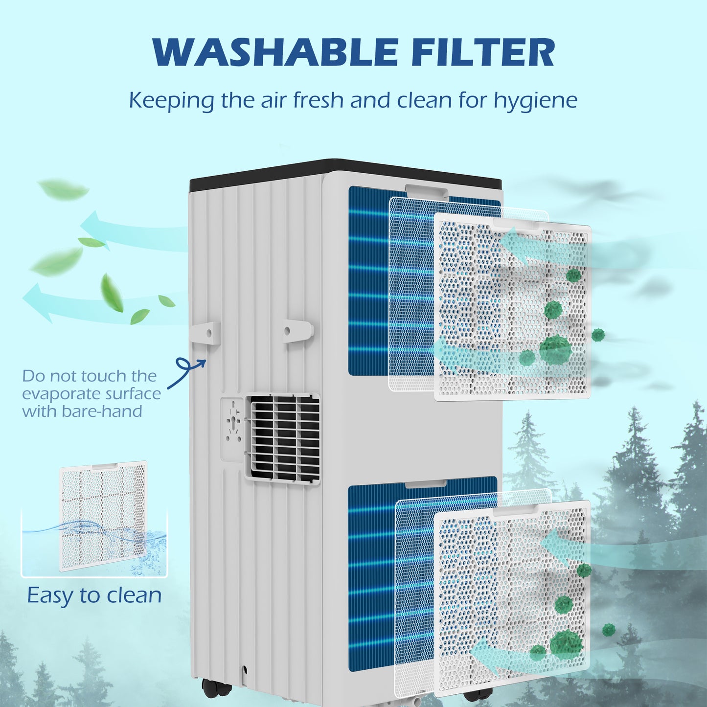 HOMCOM 7,000 BTU Mobile Air Conditioner 15m Smart Home WiFi with Dehumidifier Fan 24H Timer Window Kit White