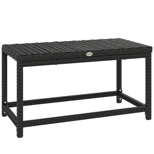 Outsunny Outdoor Coffee Table Side Table with Rectangular Frame for Patio, Balcony, Black