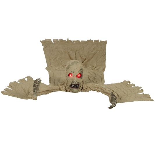 Outsunny Life Size Halloween Animated Crawling Mummy with LED Eyes, Timer, Battery Operated, Indoor/Outdoor Party Props, 183 cm, Black