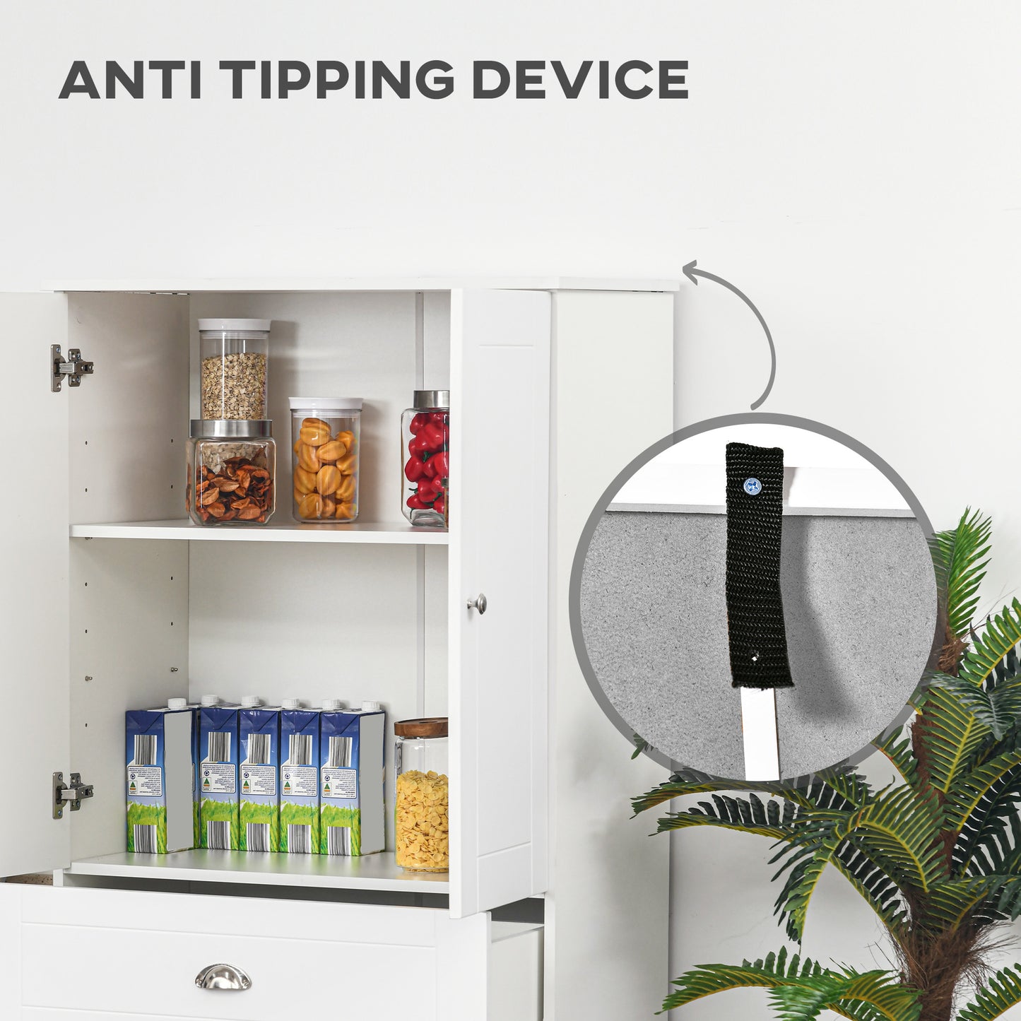 HOMCOM Modern Kitchen Pantry Cupboard Kitchen Storage Cabinet w/ Drawer and Shelves