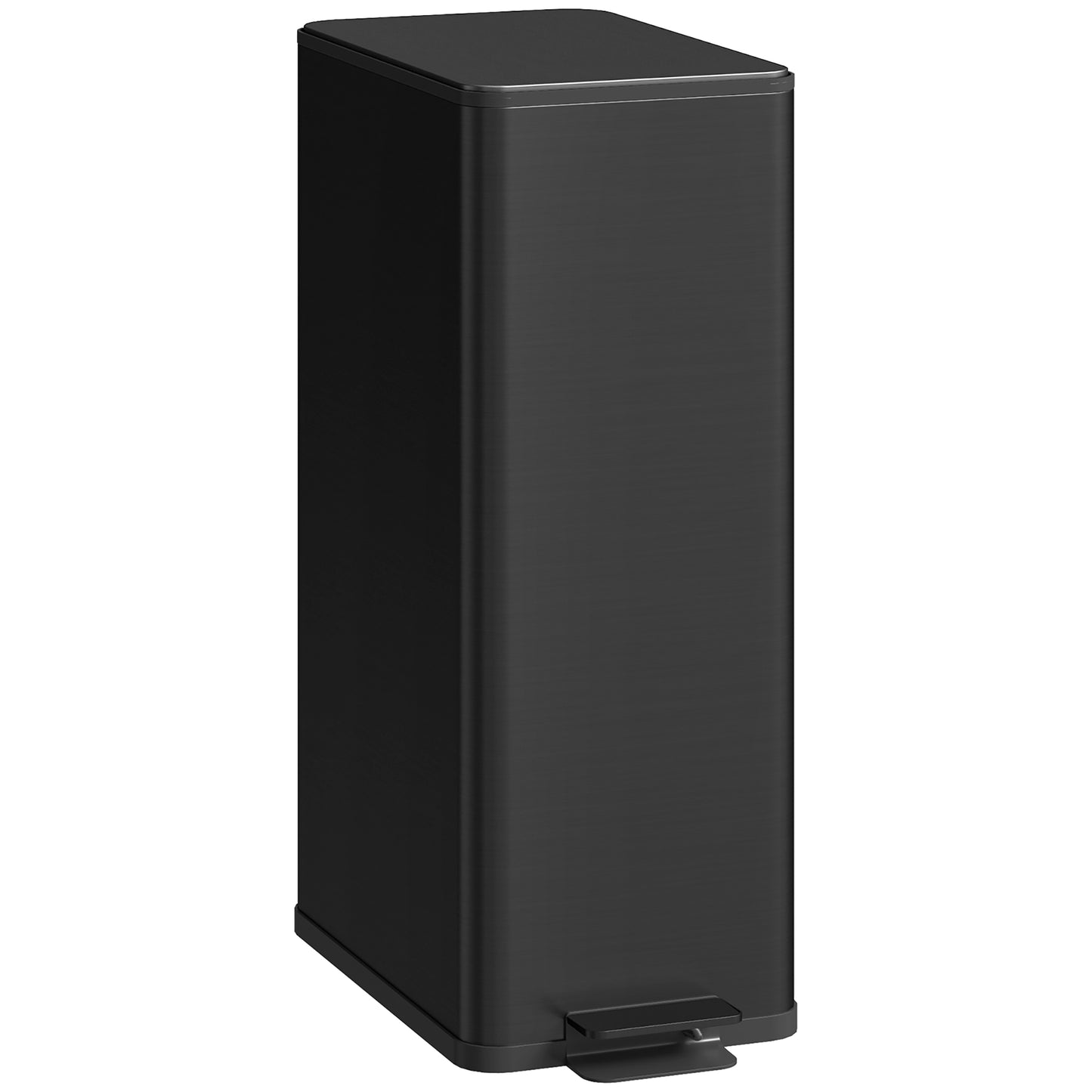 HOMCOM 20L Kitchen Pedal Bin, Slim Stainless Steel Rubbish Bin with Removable Inner Bucket, Soft-Close and Stay-Open Lid, Black
