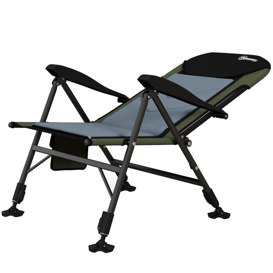 Outsunny Foldable Metal Frame Fishing Chair with Adjustable Legs - Green/Black