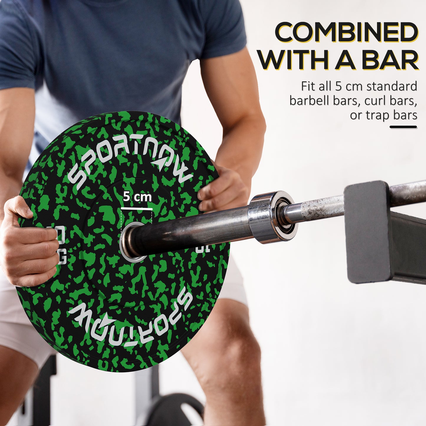 SPORTNOW Olympic Weight Plates Set, 10kg Rubber Discs, 2"/5cm Holes, Home Gym Use