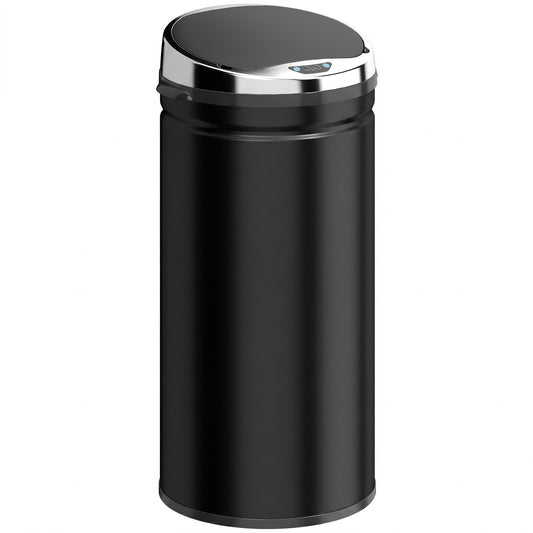 HOMCOM 42L Automatic Motion Sensor Rubbish Bin with Fingerprint Resistant, Stainless Steel, Black