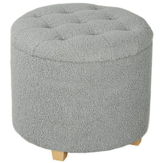 HOMCOM 31.8L Teddy Fleece Storage Ottoman - Dark Grey