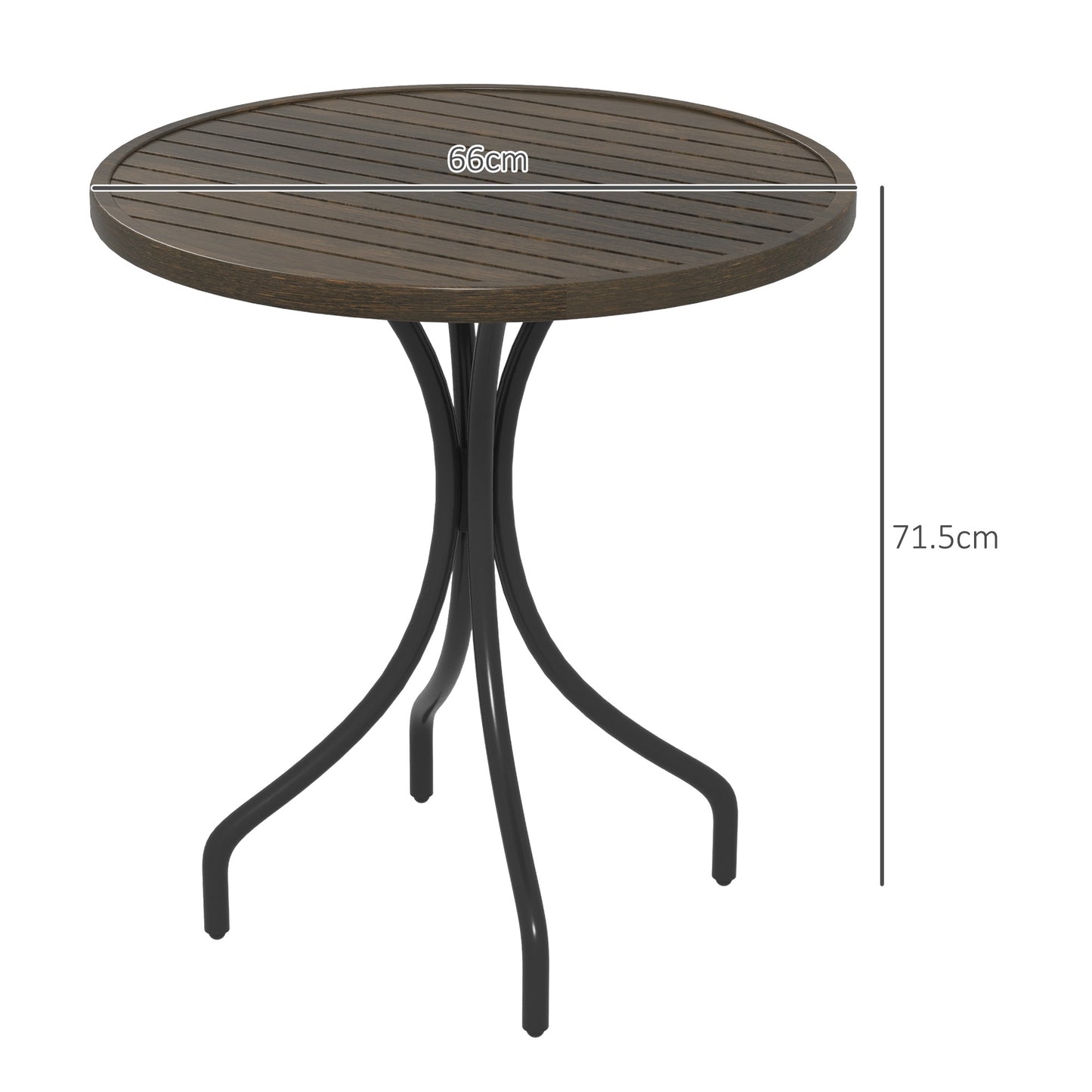 Outsunny Ø66cm Galvanised Steel Garden Table - Brown