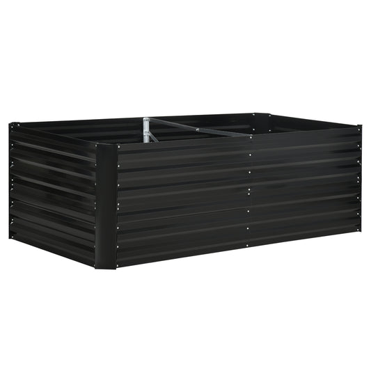 Outsunny Raised Beds for Garden, Galvanised Steel Outdoor Planters with Multi-reinforced Rods, 180 x 90 x 59 cm, Black