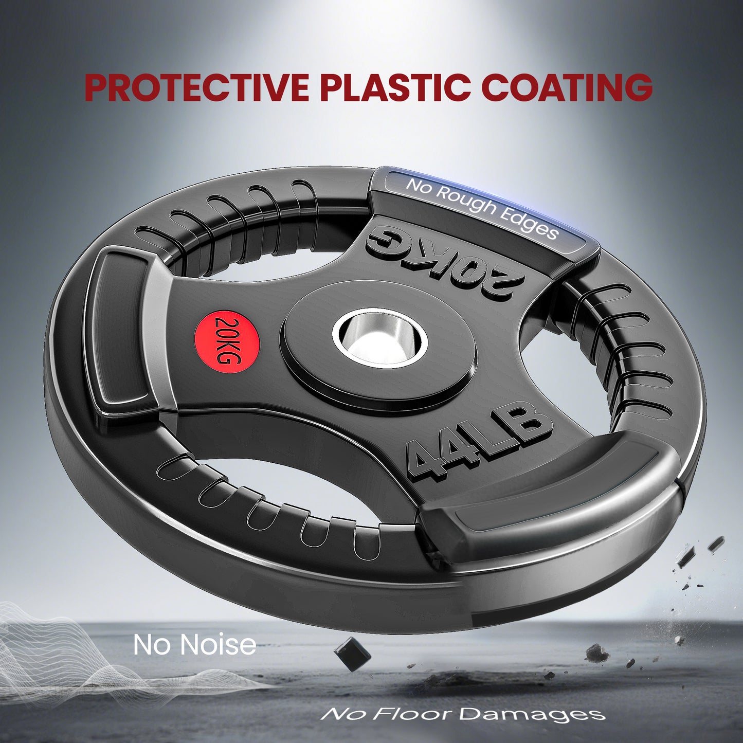 SPORTNOW Olympic 20kg Weight Plate with Tri-Grips for Weightlifting & Strength Training, Home Gym Fitness, Black