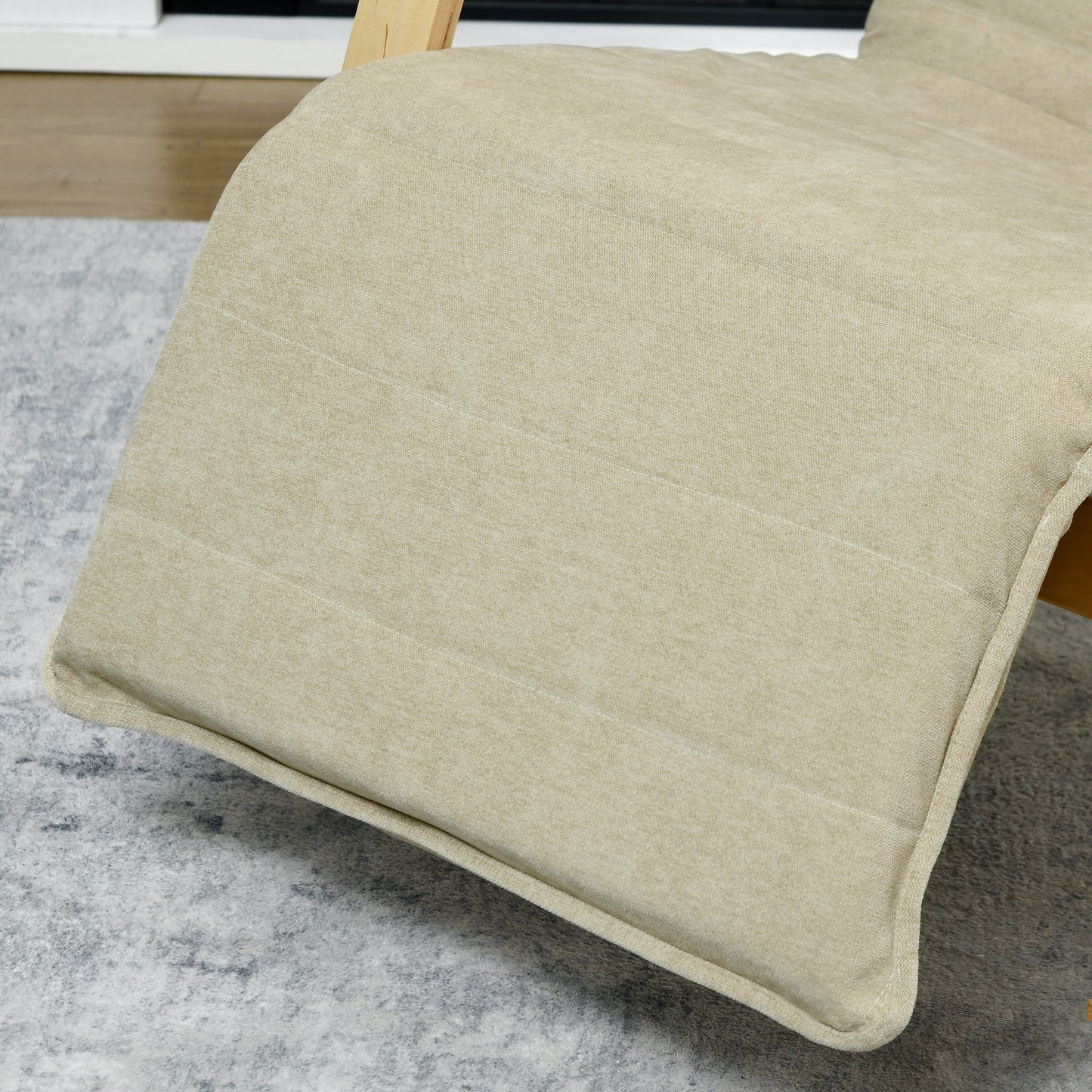 HOMCOM Rocking Lounge Chair Recliner Relaxation Lounging Relaxing Seat with Adjustable Footrest, Side Pocket and Pillow, Beige