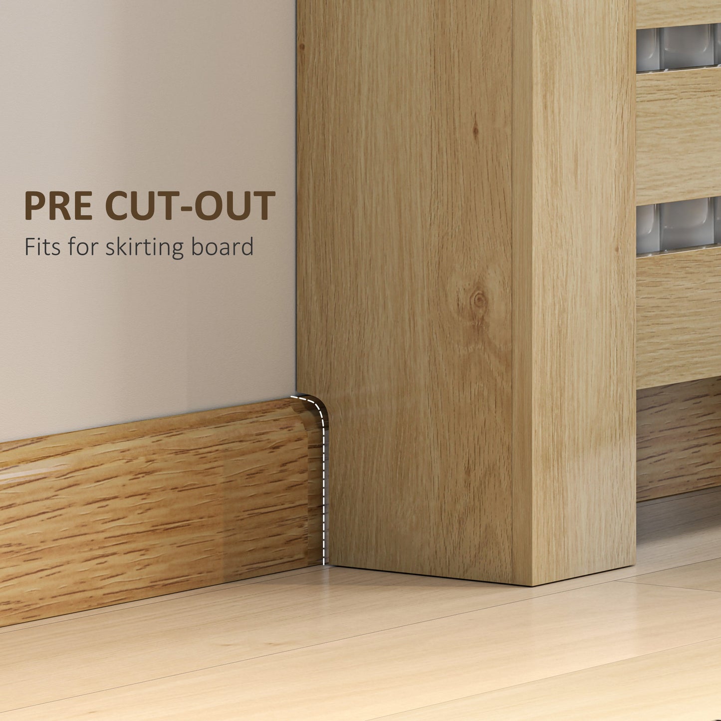 HOMCOM 95.5H x 78Wcm Radiator Cover, with Drawer - Oak