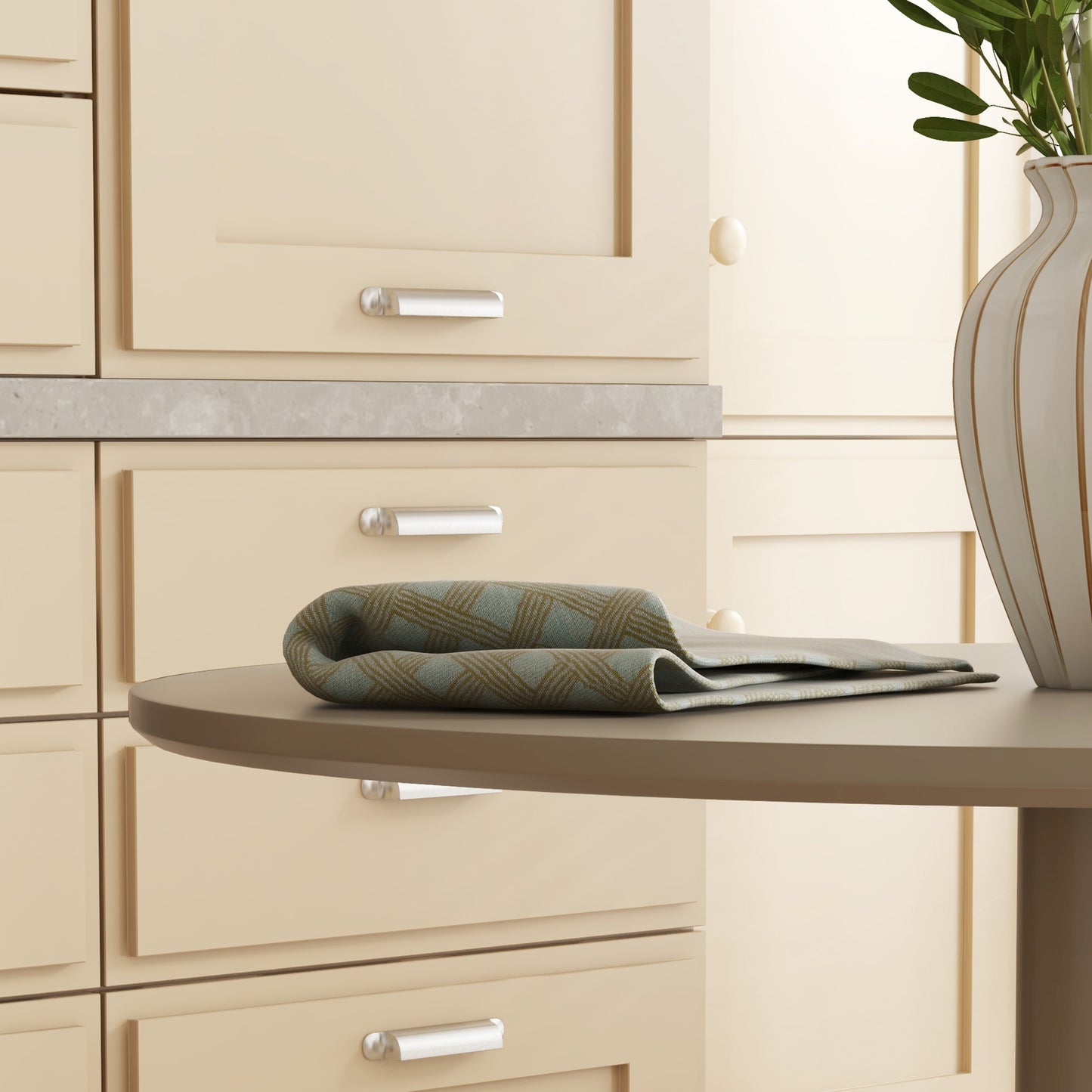 HOMCOM Round Dining Table, Modern Dining Room Table with Steel Base, Non-slip Foot Pad, Space Saving Dining Table, Light Brown