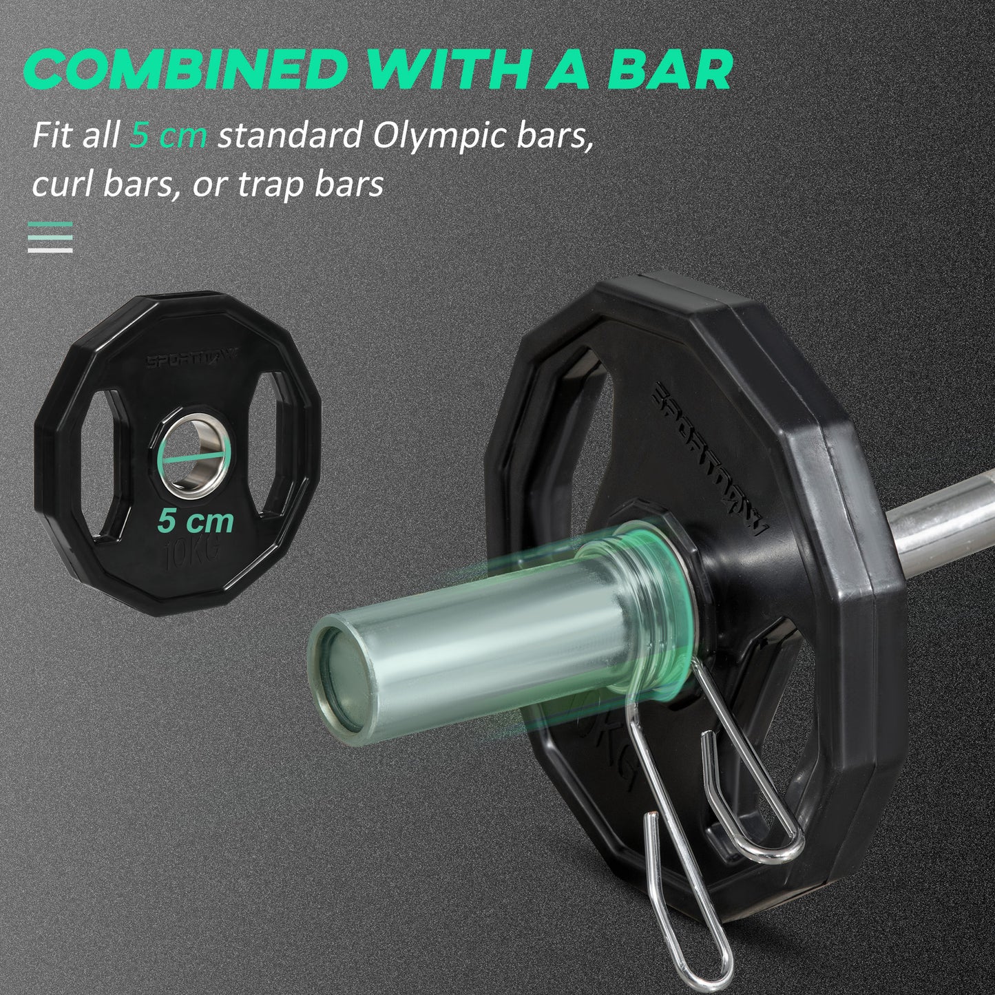 SPORTNOW Olympic Weight Plates Set, Metal & Rubber Bumper Discs, 2"/5cm Holes, Home Gym Lifting Training, 2 x 10kg, Black