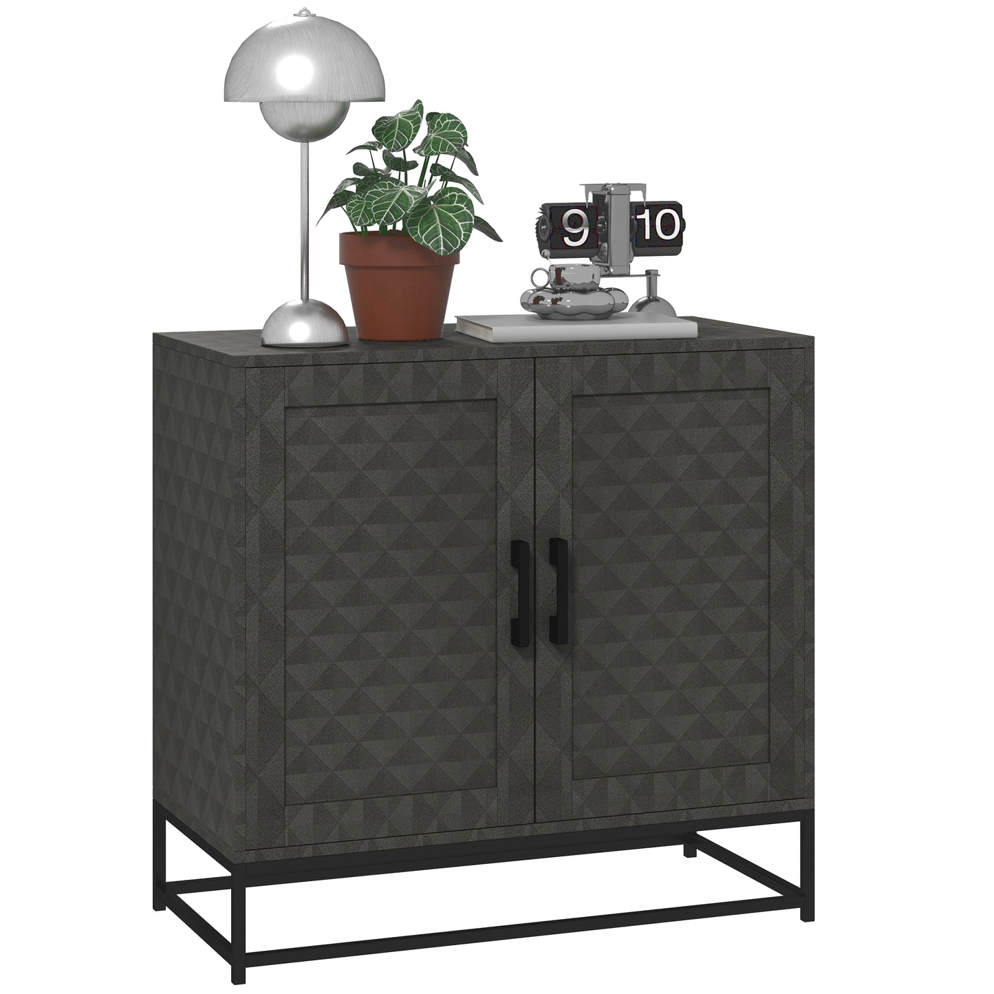 HOMCOM Modern Sideboard, Freestanding Sideboard Storage Cabinet with Adjustable Shelf and 2 Doors for Living Room, Grey