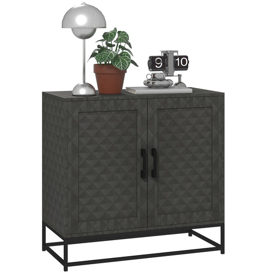 HOMCOM Modern Sideboard, Freestanding Sideboard Storage Cabinet with Adjustable Shelf and 2 Doors for Living Room, Grey