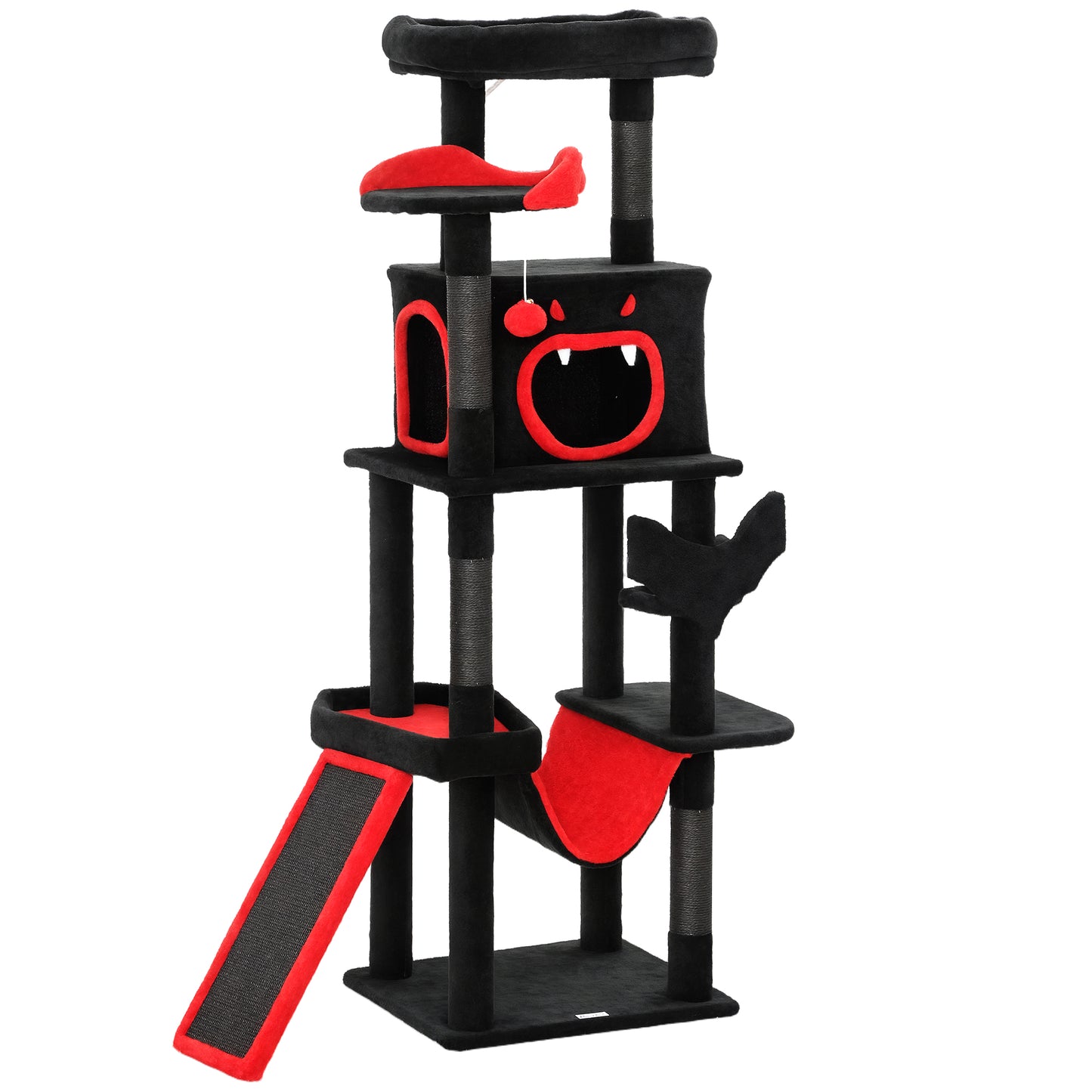 PawHut Gothic Cat Tree, 152 cm Multi-Level Cat Tower for Large Cats with Coffin Bed, Large Condo, for Halloween