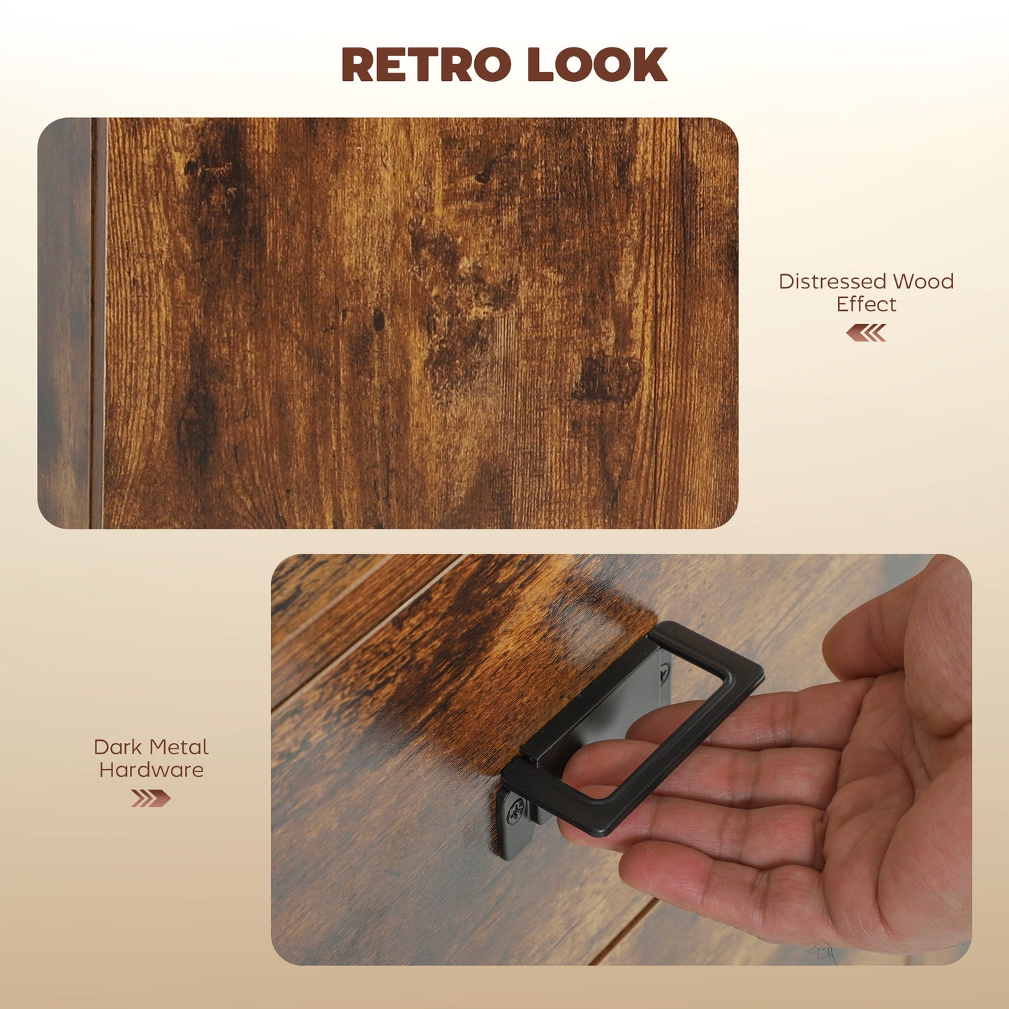 HOMCOM Industrial Rustic Brown Sideboard