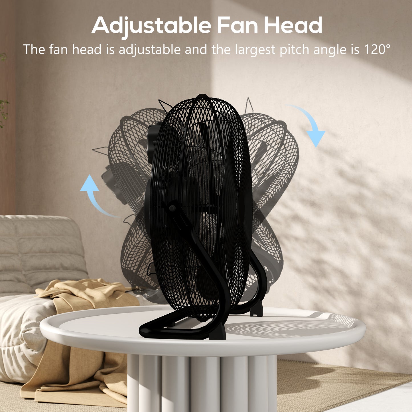 HOMCOM 20" Metal Floor Fan with Tilting, High Velocity, 3 Speed, Portable Gym Fan for Home Office, Black