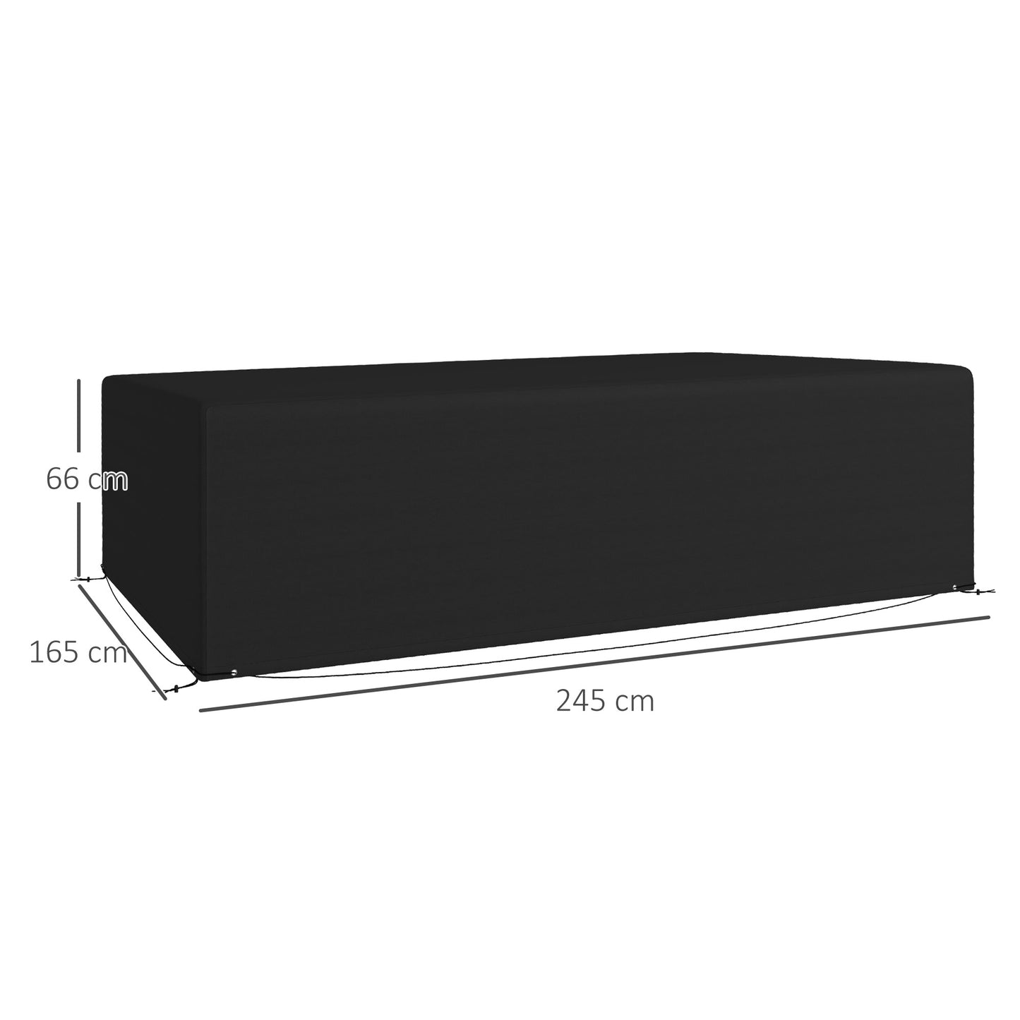 Outsunny Garden Furniture Cover, Waterproof, Anti-UV 600D Heavy Duty Oxford Fabric for Rectangular Sofa Table Set, 245x165x66cm, Black