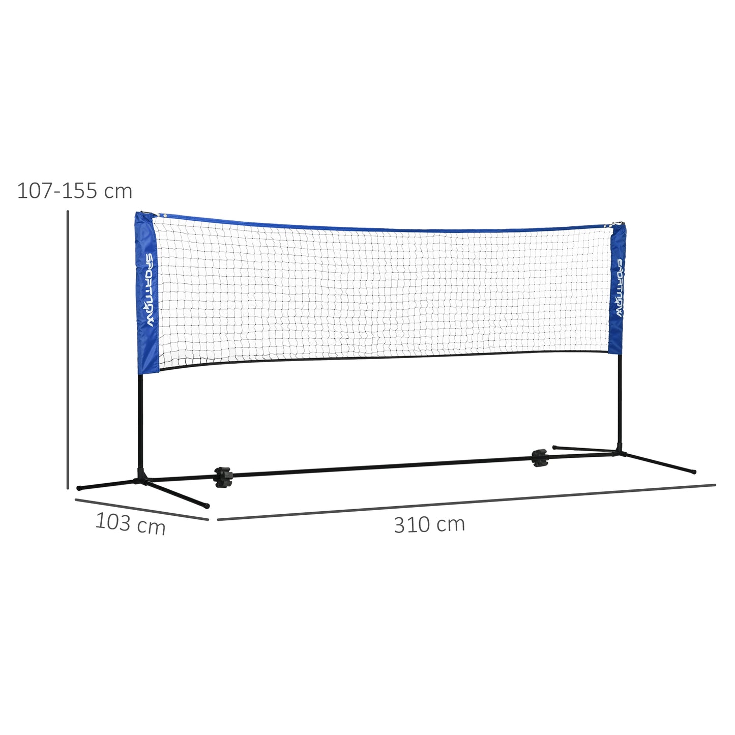 SPORTNOW 3m Badminton Net, Height Adjustable Outdoor Sports Net, with Carry Bag, for Tennis, Pickleball, Volleyball, Blue