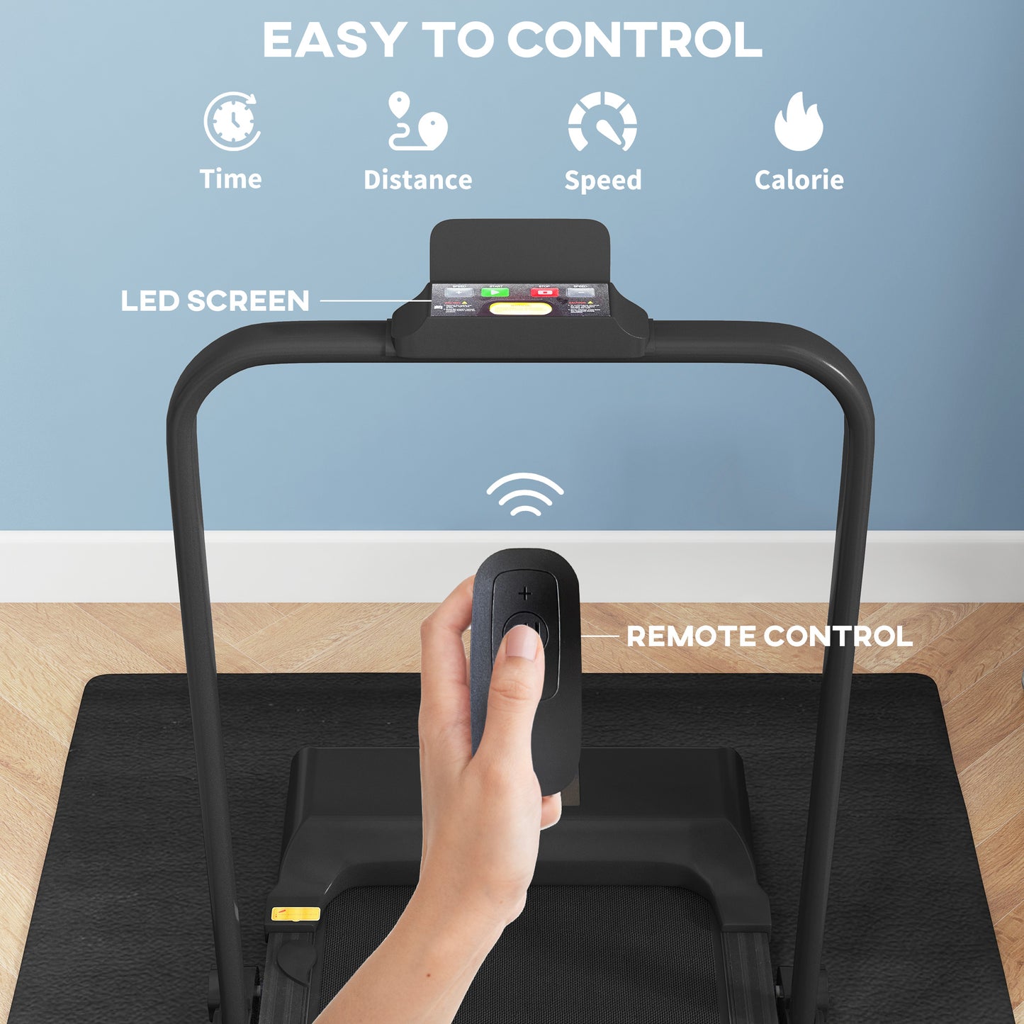 HOMCOM 2.5HP Walking Pad Treadmill, Folding Under Desk Treadmill Walking Machine, 1-10KM/H, with Remote Control