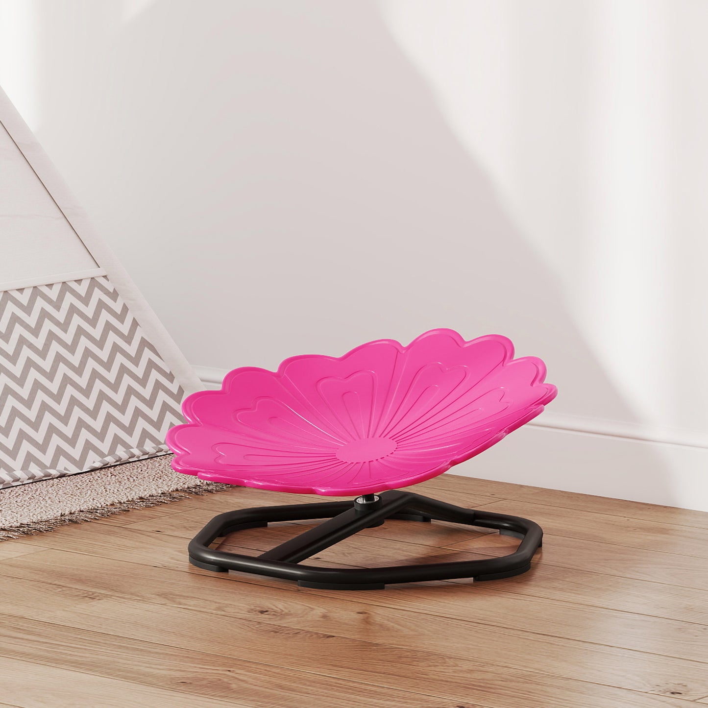 AIYAPLAY Flower-Shaped Sensory Spinning Chair with Non-Slip Base for Balance/Coordination, Pink