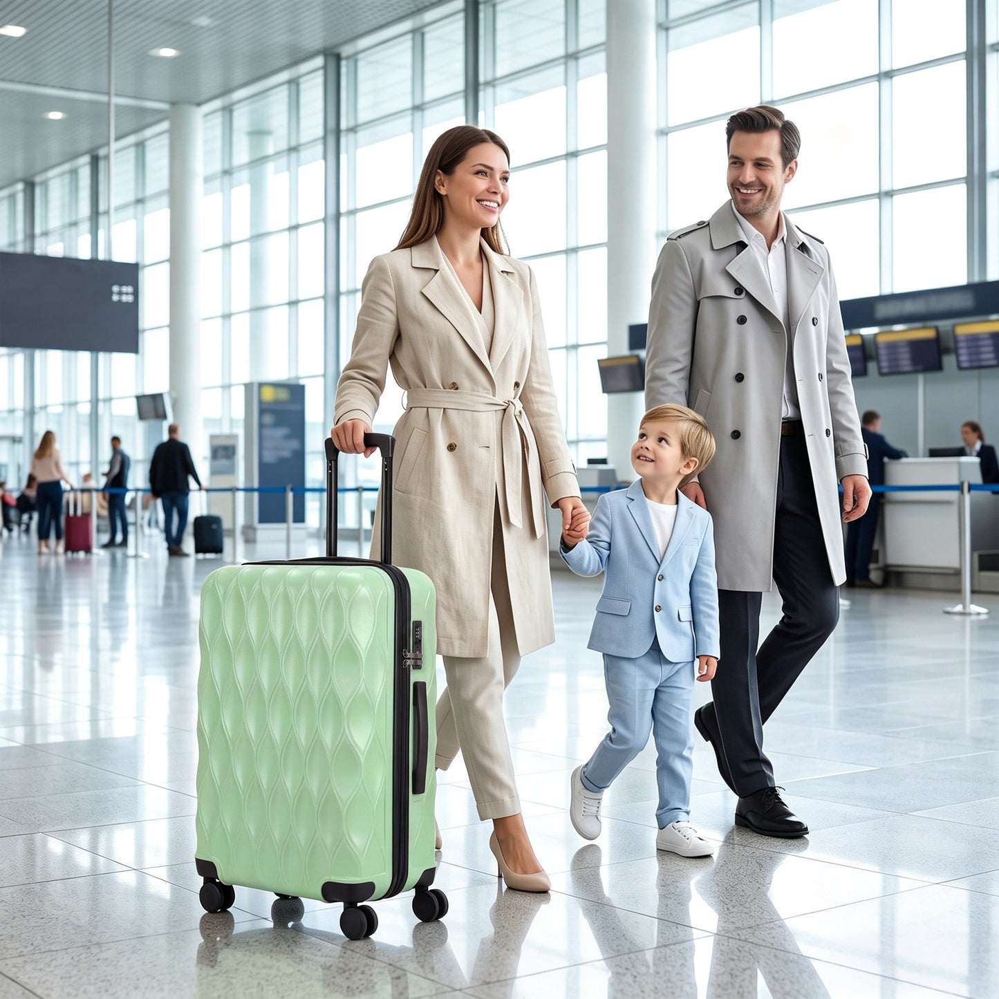 HOMCOM 24Inch Suitcase, ABS Hard Shell Checked Luggage with TSA Lock, Spinner Wheels, Telescopic Handle, Green