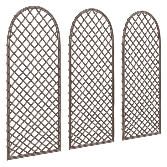 Outsunny Garden Arch, Garden Arbor with 8mm Wicker and Dome Top, Natural Wood Finish