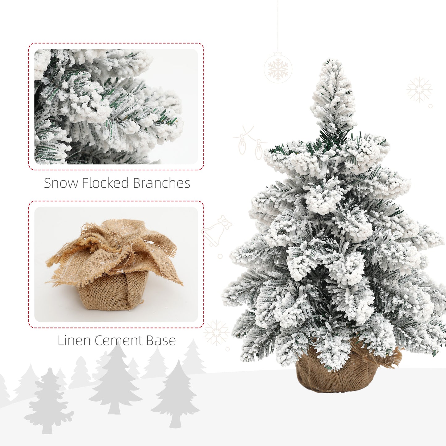 HOMCOM 1.5ft Mini Artificial Christmas Trees with Lights