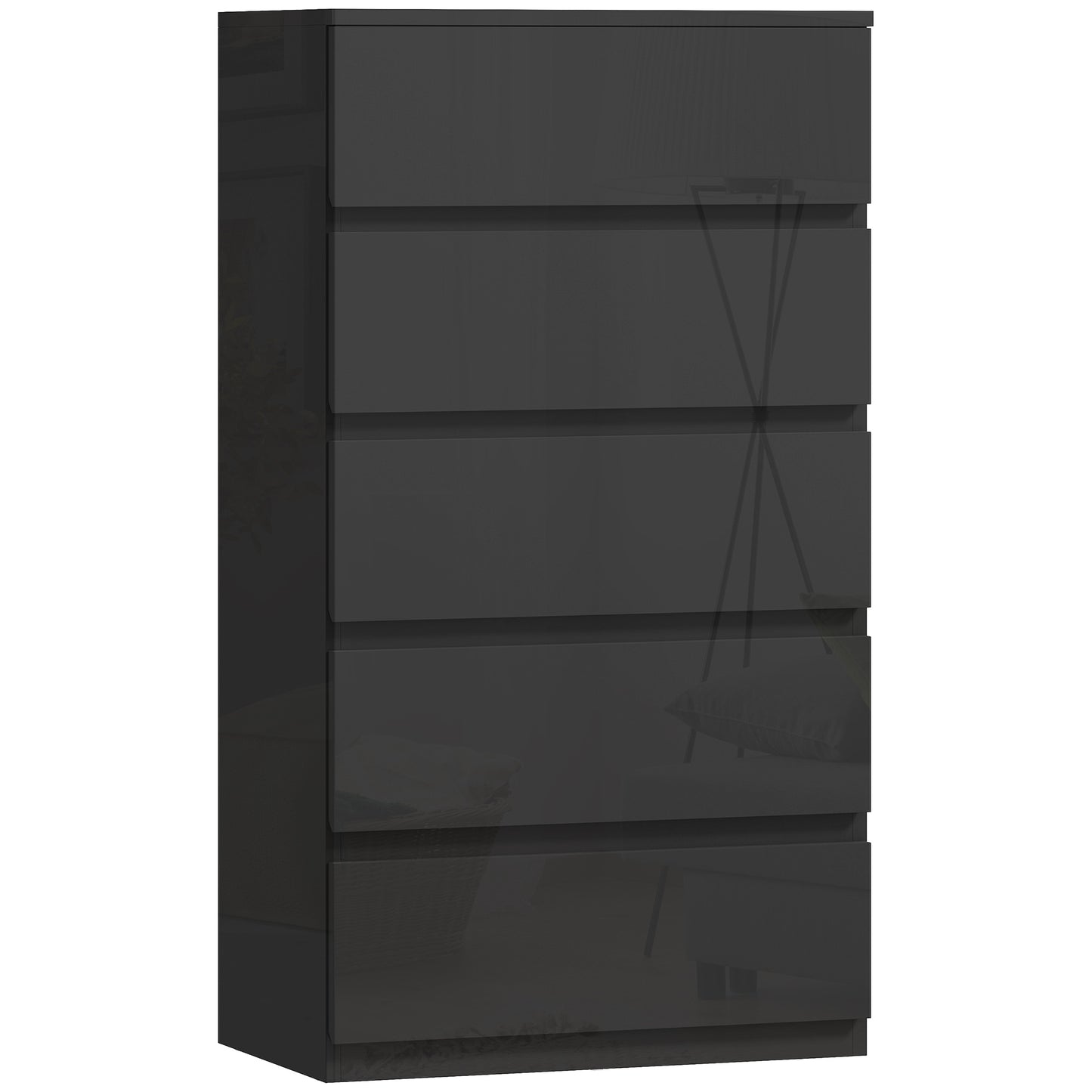 HOMCOM Chest of Drawers, 5-Drawer Storage Cabinets, Modern Dresser for Bedroom