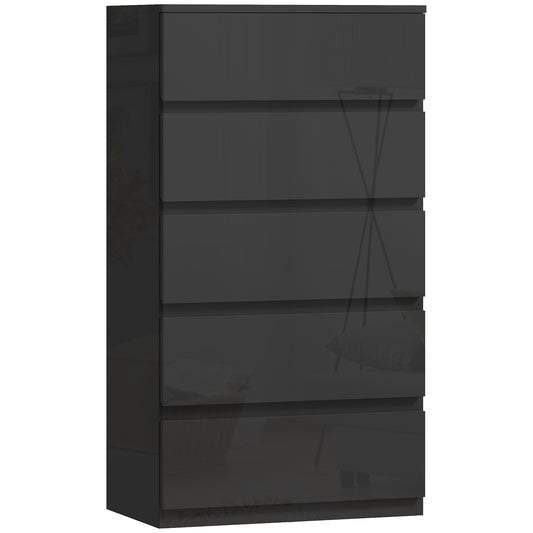 HOMCOM Chest of Drawers, 5-Drawer Storage Cabinets, Modern Dresser for Bedroom