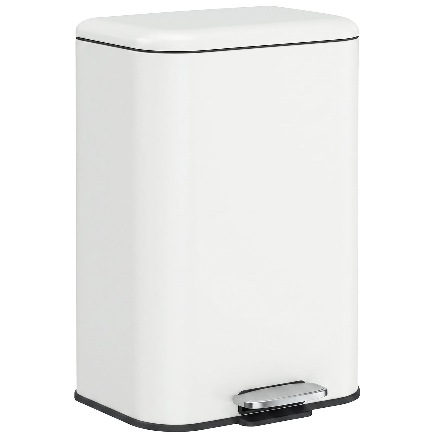 HOMCOM 20 L Kitchen Pedal Bin, Metal Rubbish Bin with Removable Inner Bucket, Soft-Close & Stay-Open Lid, Cream White