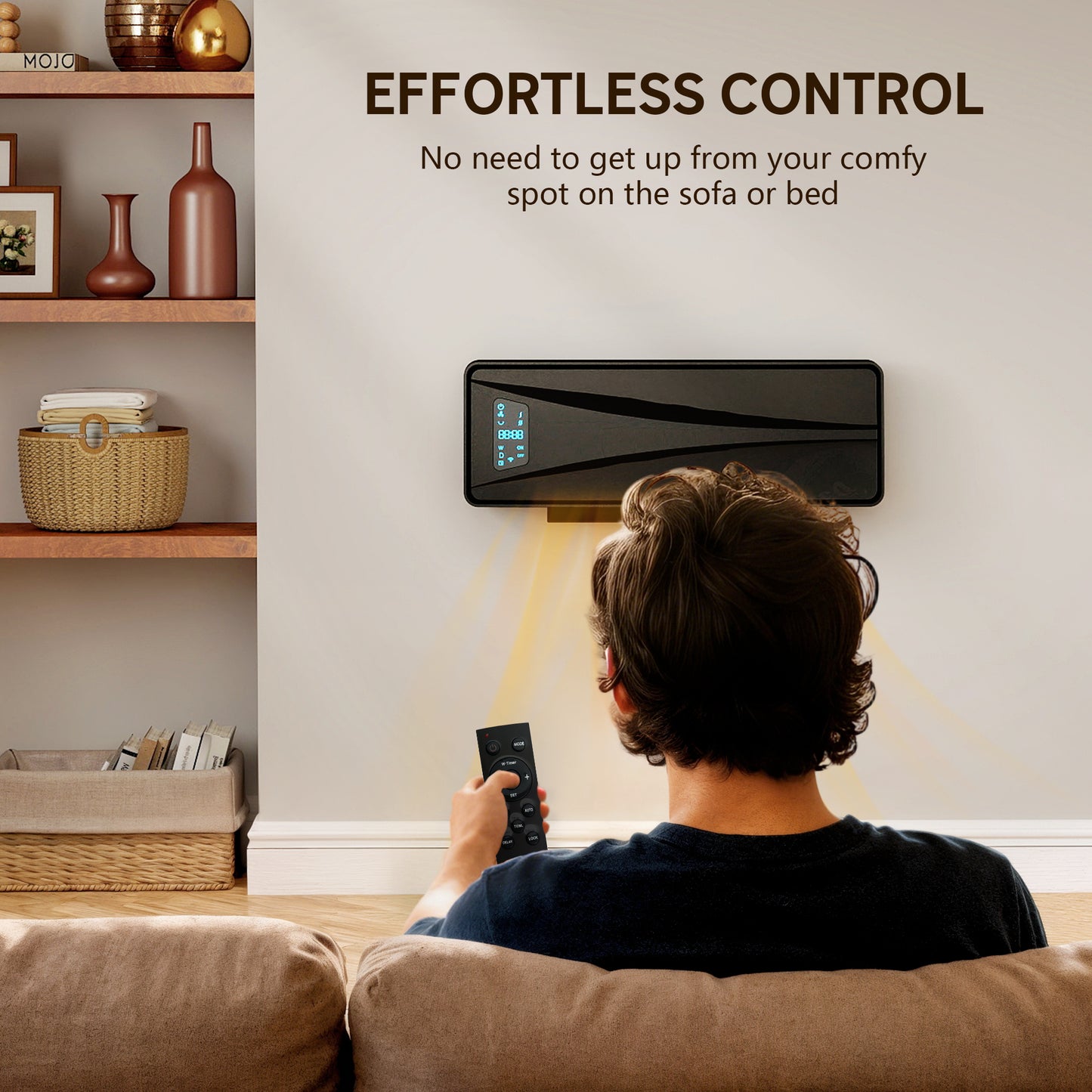 HOMCOM 2000W Wall-mounted Ceramic Electric Heater with Fan, Adjustable Thermostat - Black