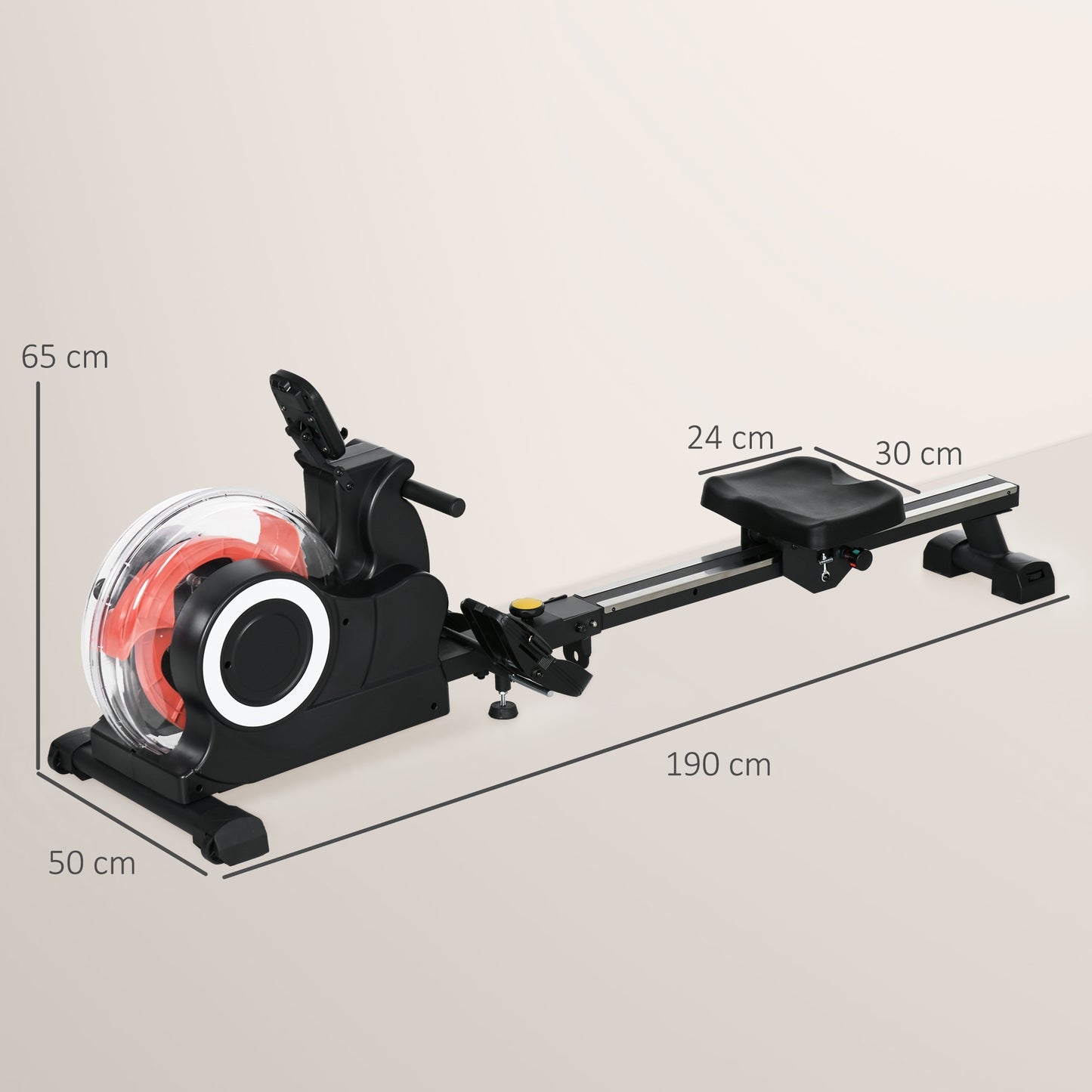 SPORTNOW Foldable Rowing Machine, Water Rower with Wheels, LCD Monitor and Tablet Holder for Cardio Training, Black