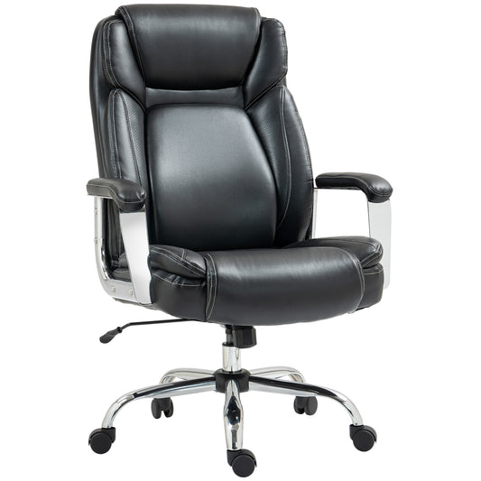 HOMCOM Ergonomic Office Chair, Faux Leather, Tilt Function, Adjustable Height, Black