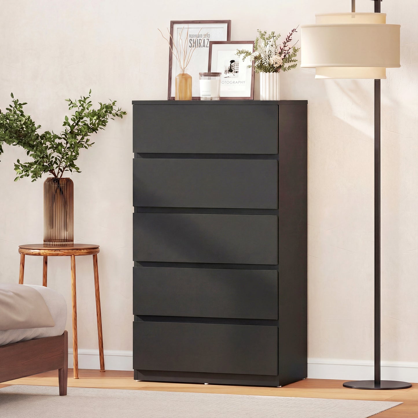 HOMCOM Chest of Drawers, 5-Drawer, Modern Dresser, Storage Drawer Unit for Bedroom