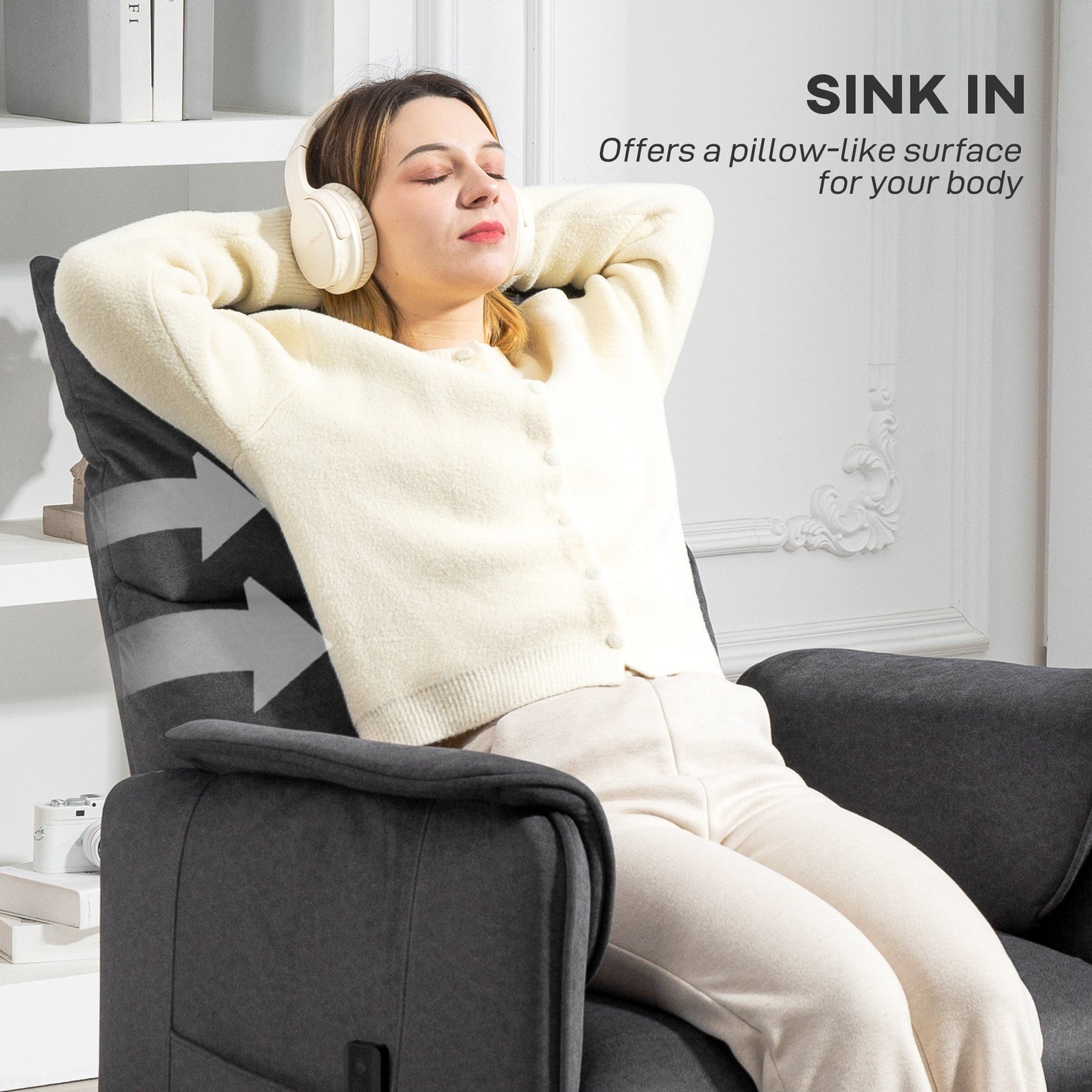 HOMCOM Power Lift Recliner Chair, Reclining Chair with Remote, Pocket Springs, Silent Motor and Side Pockets, Black