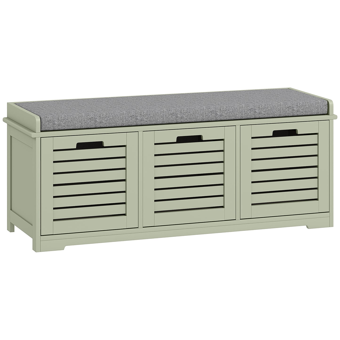 HOMCOM 3-Drawer Shoe Storage Bench - Green