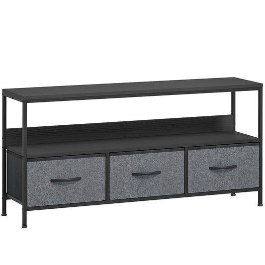 HOMCOM TV Stand Cabinet with 3 Foldable Drawers - Black