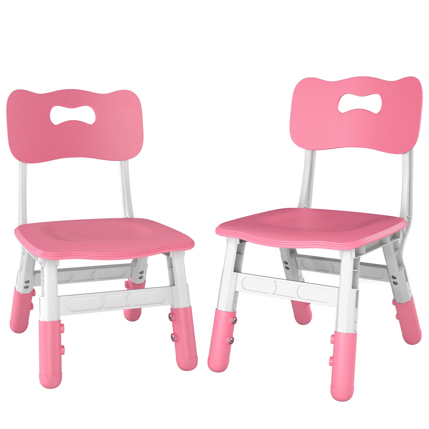 AIYAPLAY 2 PCS Kids Desk Chairs, 3 Level Height Adjustable Children's Chairs with Backrest for 1.5-8 Years, Max Load 50KG, Pink
