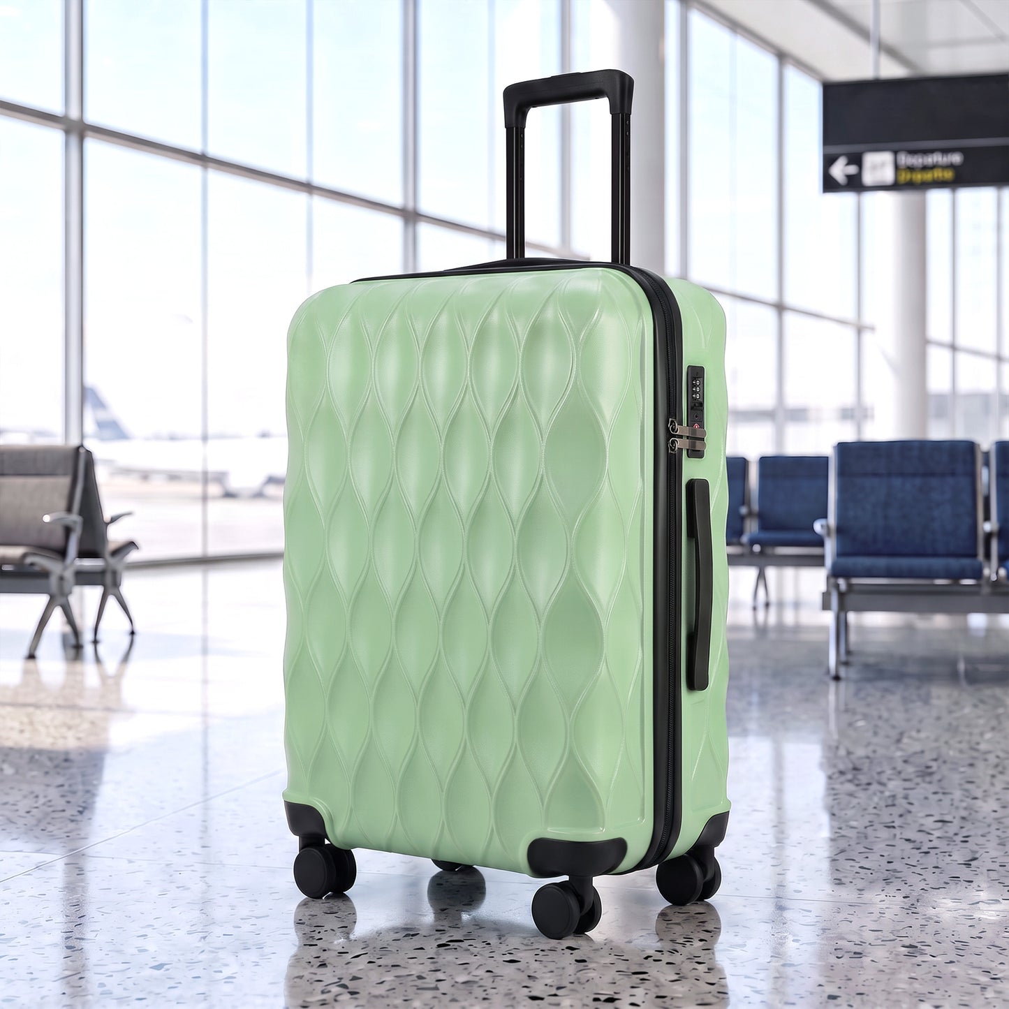 HOMCOM 2-Piece Luggage Set, ABS Hard Shell Carry On Suitcase Set with TSA Lock, Spinner Wheels, 12/20 inch, Green