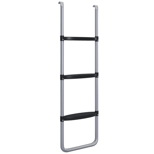 SPORTNOW Galvanised Steel Trampoline Ladder, 2/3 Steps Outdoor Accessory for 6-16ft Trampoline, 110L x 32Wcm, Silver Tone