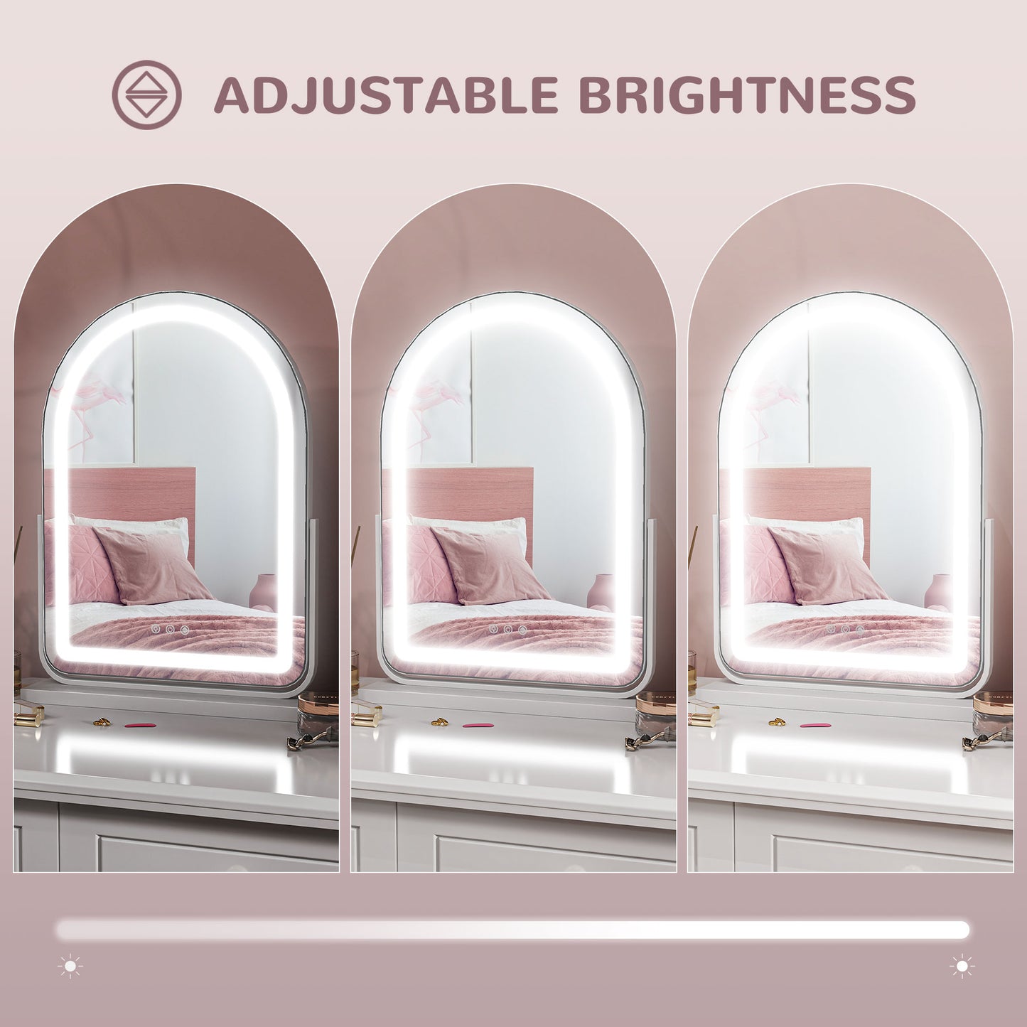HOMCOM LED Vanity Mirror with Lights, 43x59cm, 3 Colours, Touch Screen, White