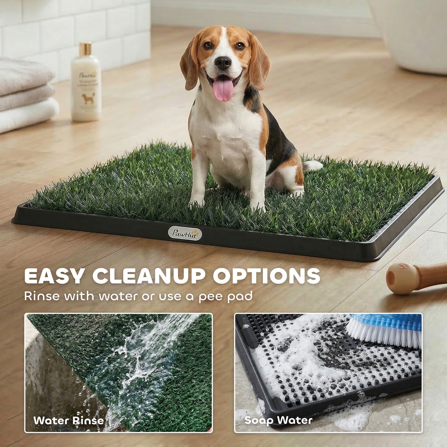 PawHut Dog Grass Pee Pad with Tray, Dog Toilet Tray with 2 Artificial Grass Mats, Portable Puppy Training Toilet